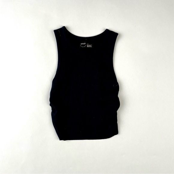 Aerie Black Ribbed Knit Top - Picture 1 of 3
